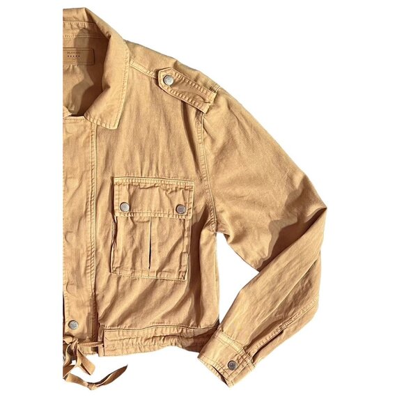 Blank NYC Women Jacket Medium Size Buff Twill Utility Beige Cotton Pockets - Picture 6 of 13